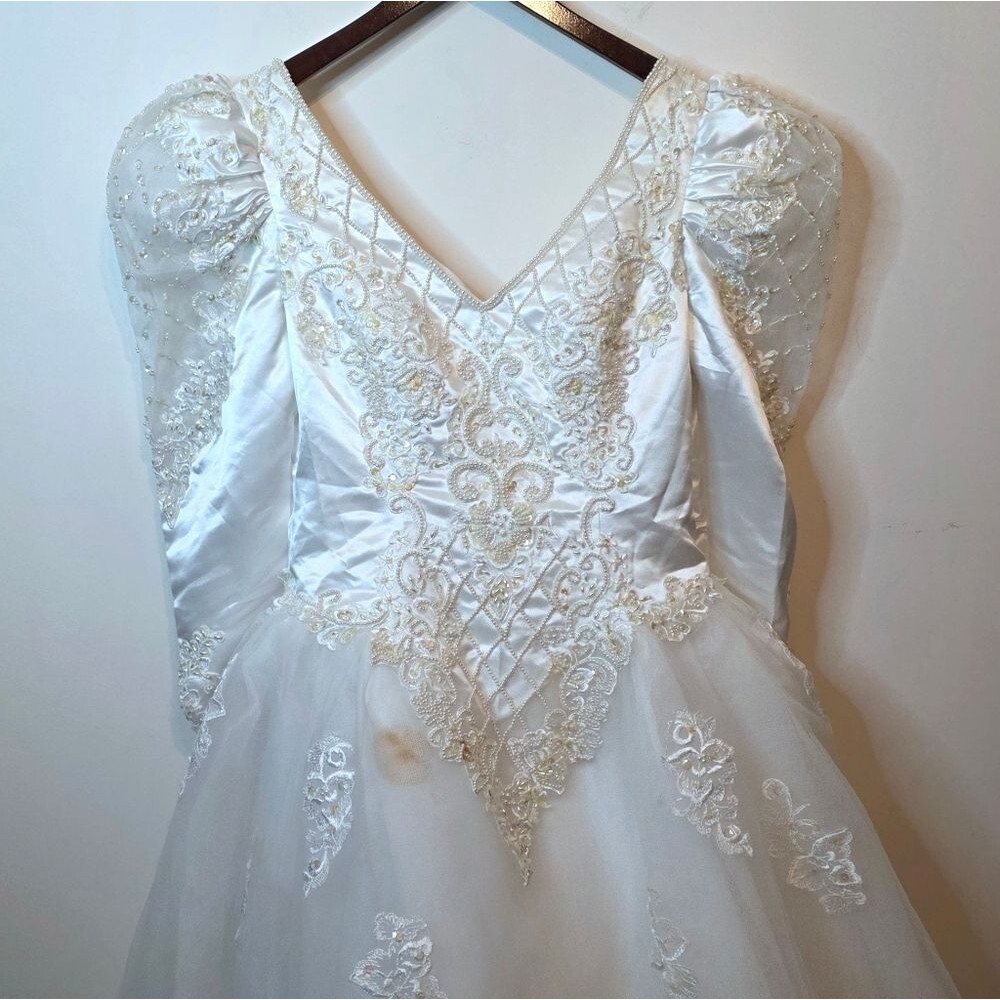Vintage Alfred Angelo Wedding Gown Early 1990s Beaded Cinderella Size 12